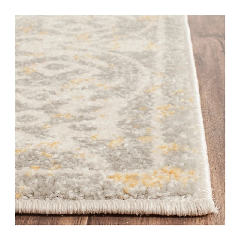Gray and Ivory Everley Damask Rug, 8x10
