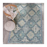 Blue and Ivory Everley Tile Rug
