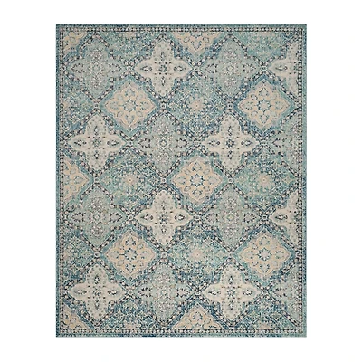 Blue and Ivory Everley Tile Rug, 8x10