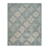 Blue and Ivory Everley Tile Rug, 8x10
