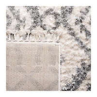 Cream and Gray Bergen Tribal Fringe Shag Rug