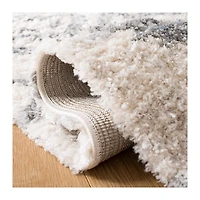 Cream and Gray Bergen Tribal Fringe Shag Rug