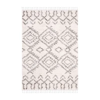 Cream and Gray Bergen Tribal Fringe Shag Rug