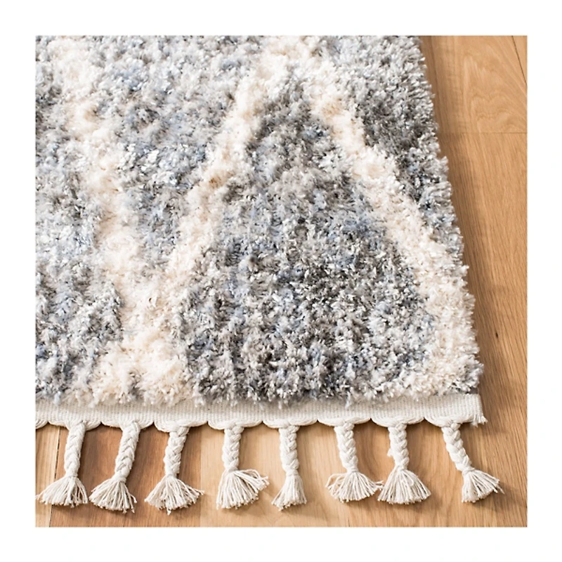 Gray Bergen Abstract Area Rug with Fringe