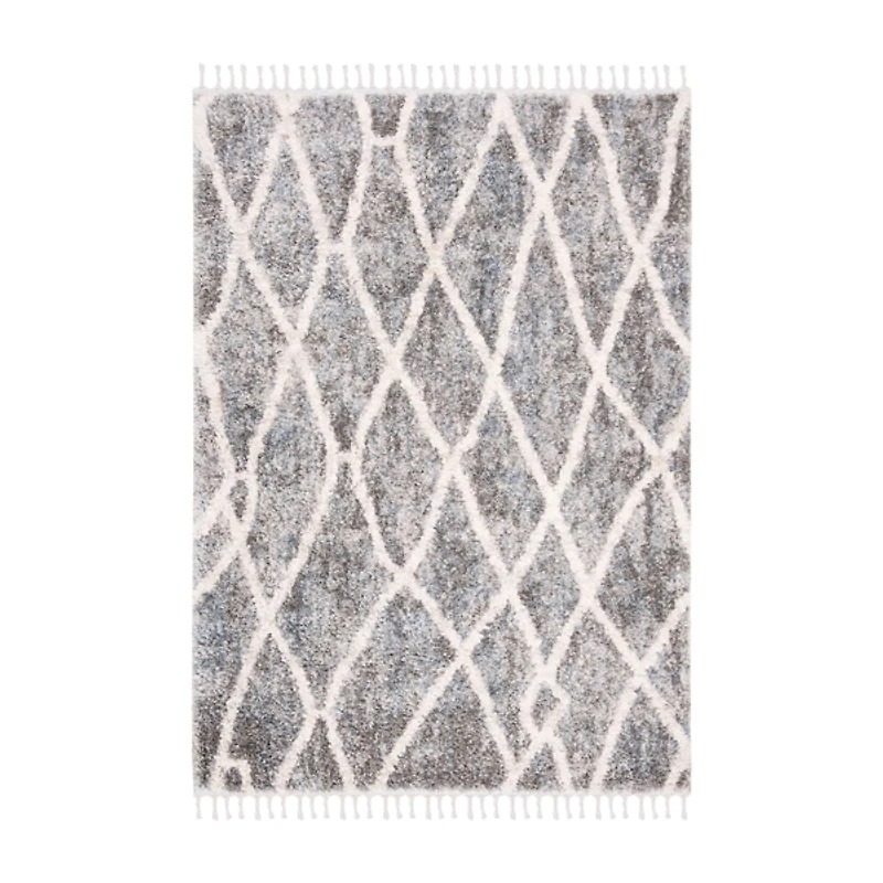 Gray Bergen Abstract Area Rug with Fringe