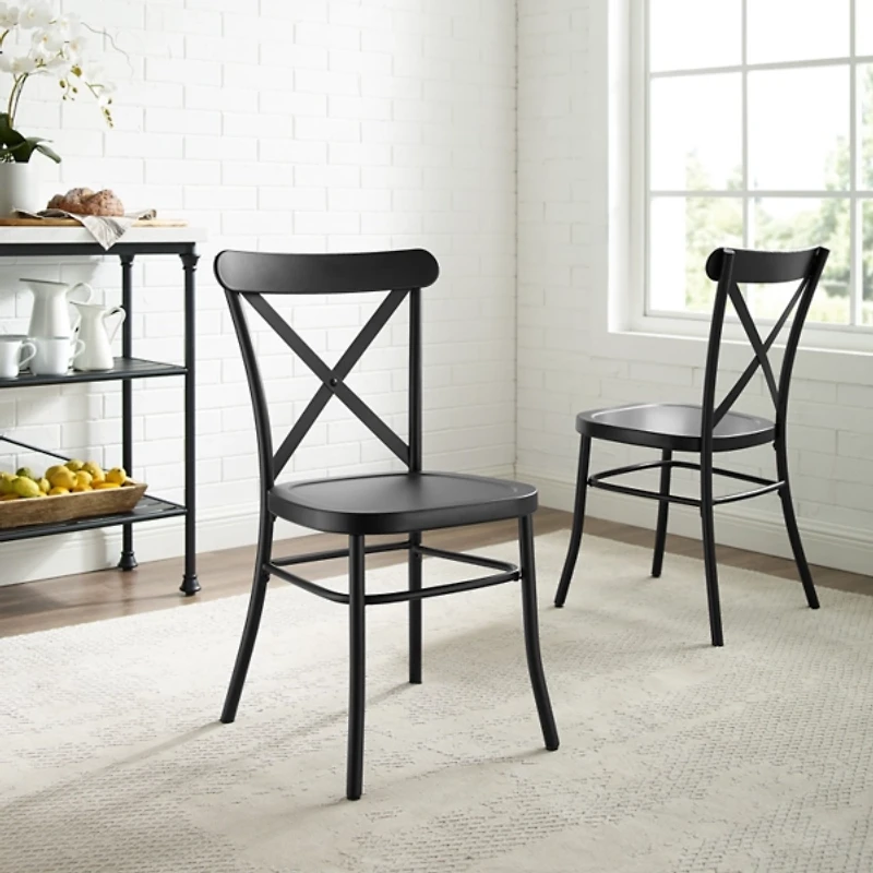 Black Metal Melody Dining Chairs, Set of 2