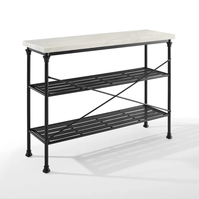Faux Marble Top 3-Tier Melody Console Table