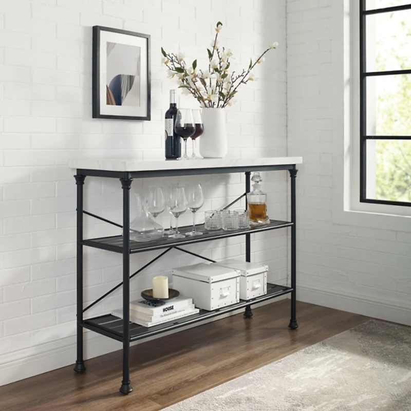 Faux Marble Top 3-Tier Melody Console Table