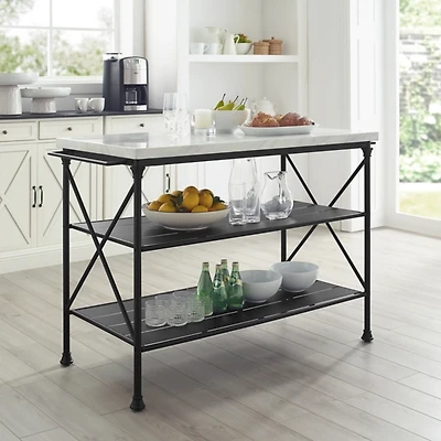 Faux Marble Top 3-Tier Melody Kitchen Island