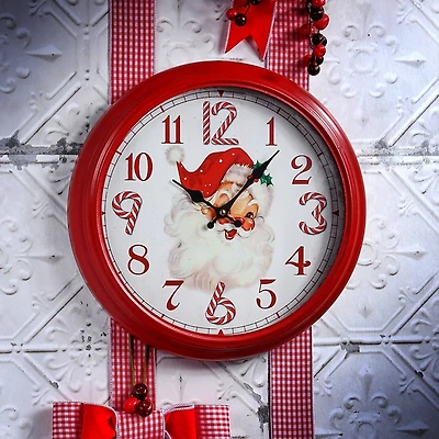 Vintage Candy Cane Santa Clock