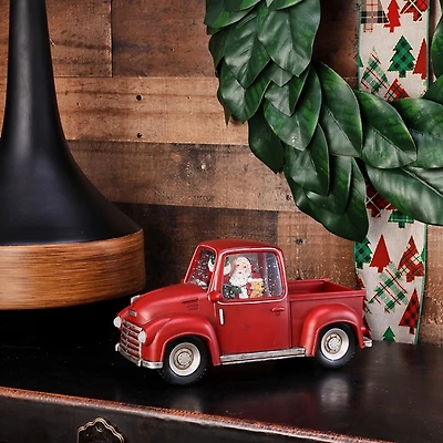 LED Vintage Santa Truck Snow Globe