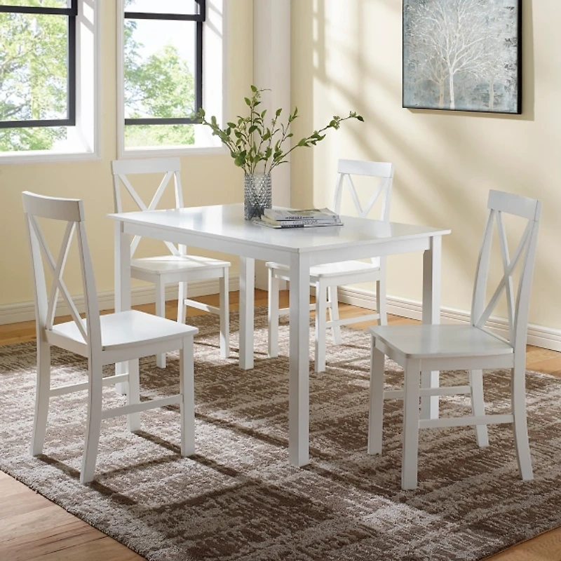 White Solid Wood 5-pc. Dining Set