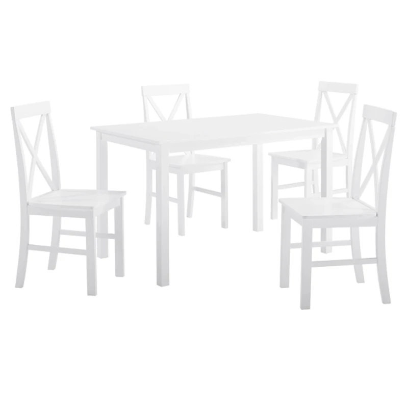 White Solid Wood 5-pc. Dining Set