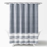 Navy Nantucket Tassel Fringe Shower Curtain