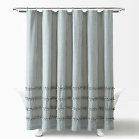 Denim Blue Vintage Stripe Shower Curtain