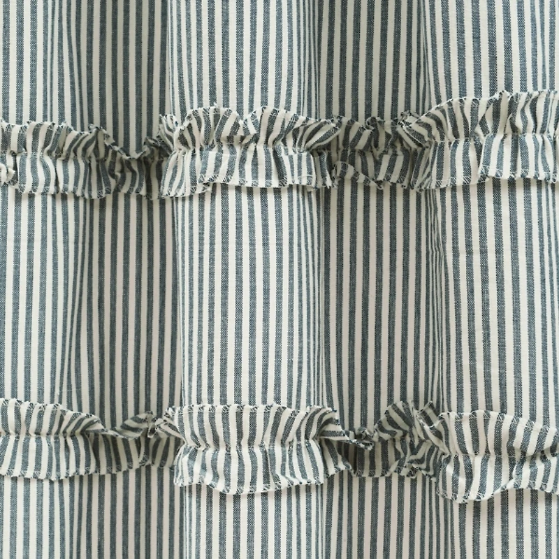 Denim Blue Vintage Stripe Shower Curtain