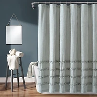 Denim Blue Vintage Stripe Shower Curtain