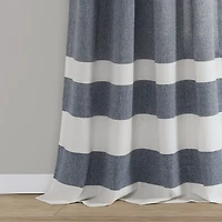 Navy Cape Cod Stripe Curtain Panel Set, 84 in.
