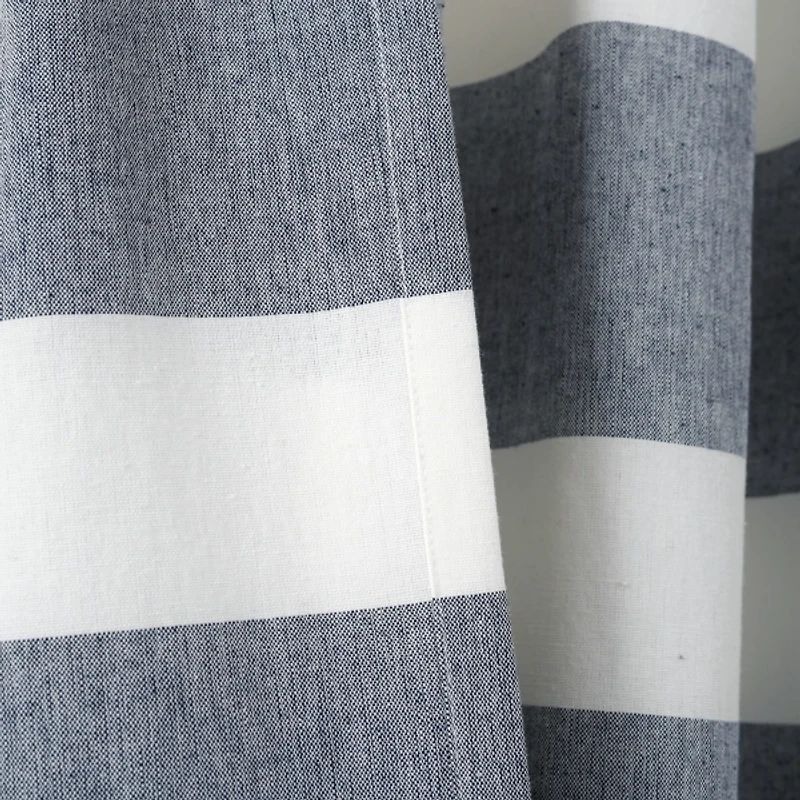Navy Cape Cod Stripe Curtain Panel Set, 84 in.