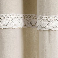 Dark Linen Lace Curtain Panel Set, 84 in.