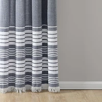 Navy Nantucket Fringe Curtain Panel Set, 84 in.