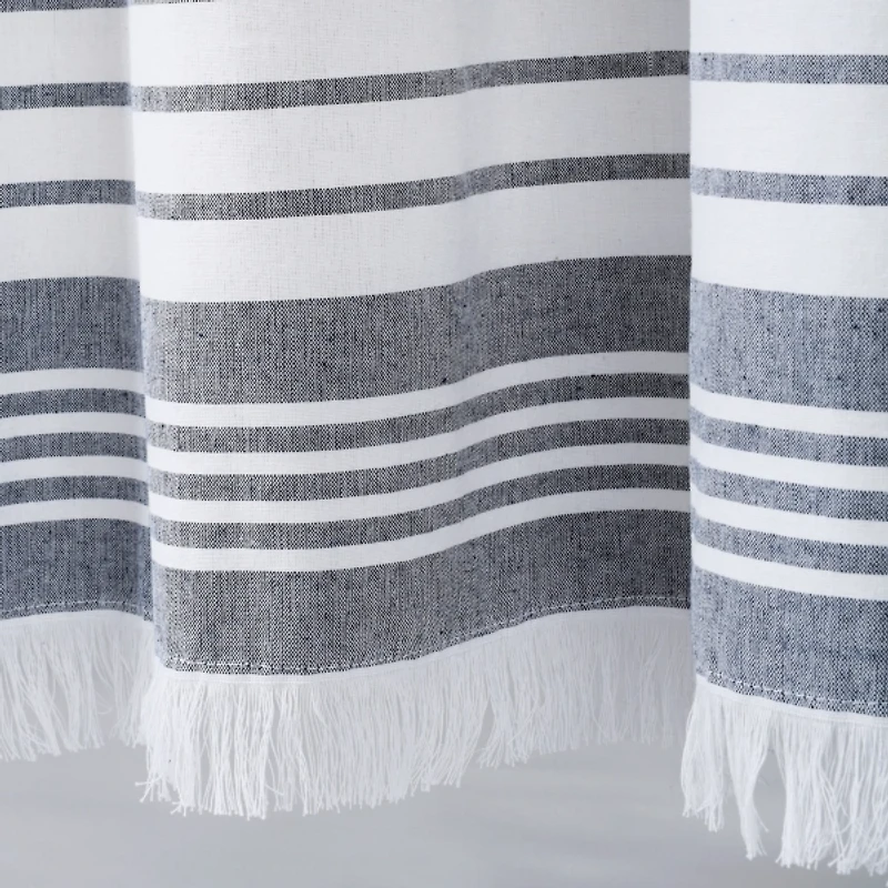 Navy Nantucket Fringe Curtain Panel Set, 84 in.