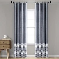 Navy Nantucket Fringe Curtain Panel Set, 84 in.