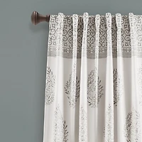 Gray Teardrop Leaves Curtain Panel Set, 95 in.
