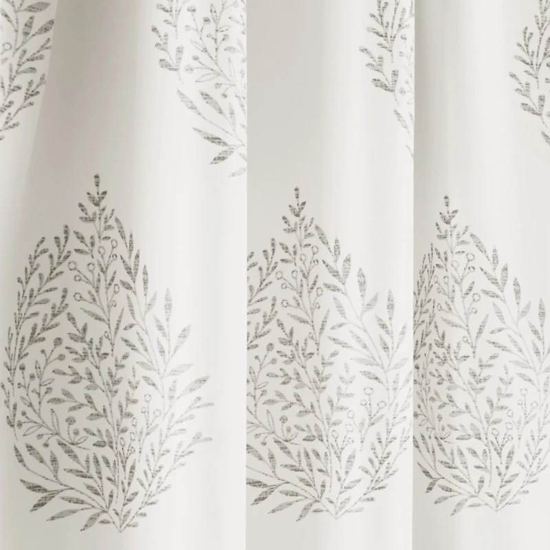 Gray Teardrop Leaves Curtain Panel Set, 95 in.