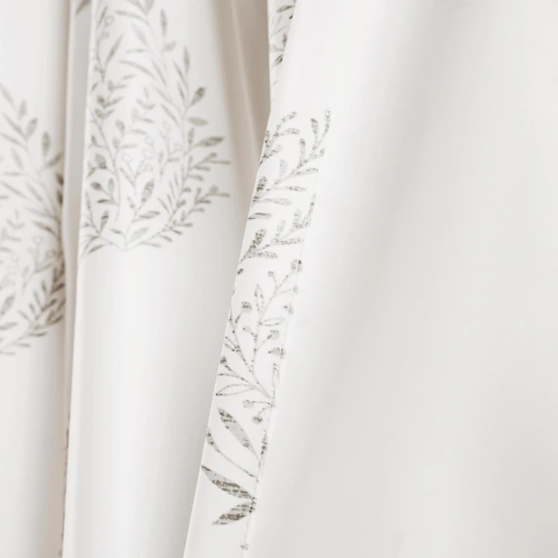 Gray Teardrop Leaves Curtain Panel Set, 95 in.