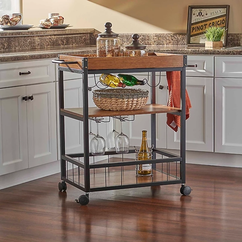 Brown Norcross Industrial Rolling Bar Cart
