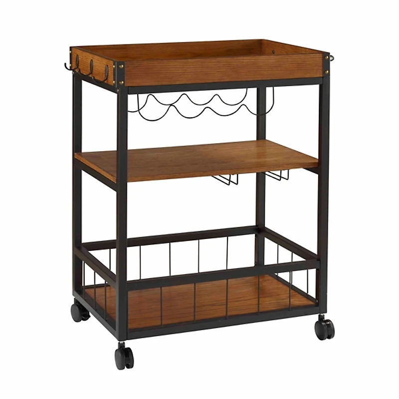 Brown Norcross Industrial Rolling Bar Cart