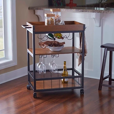 Brown Norcross Industrial Rolling Bar Cart