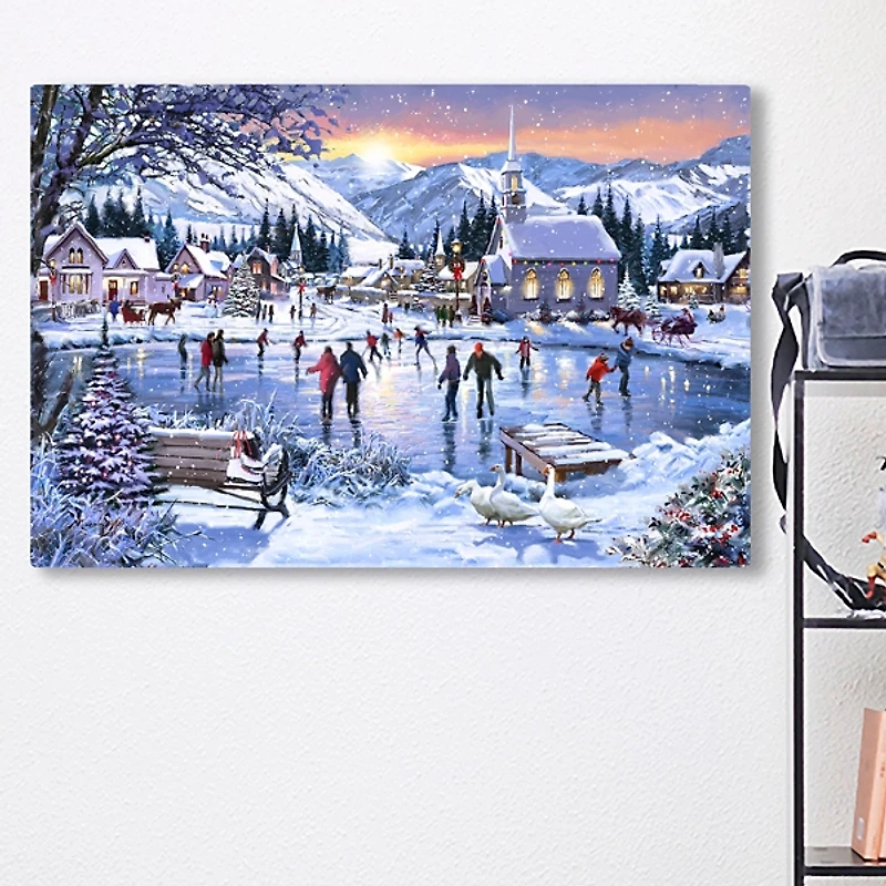 Christmas Skating Canvas Art Print