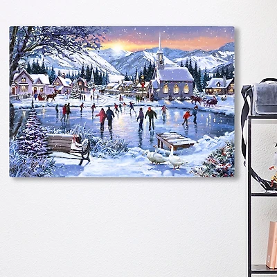 Christmas Skating Canvas Art Print