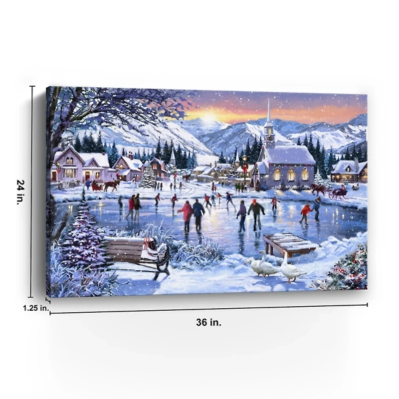 Christmas Skating Canvas Art Print