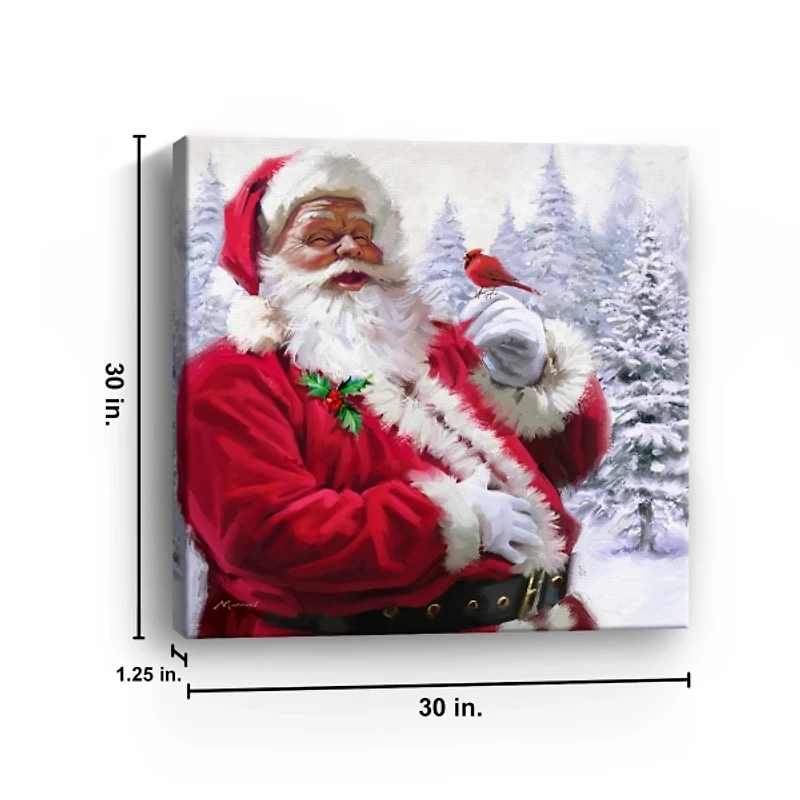 Santa with Cardinal Canvas Art Print