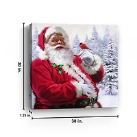 Santa with Cardinal Canvas Art Print