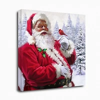 Santa with Cardinal Canvas Art Print