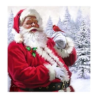 Santa with Cardinal Canvas Art Print