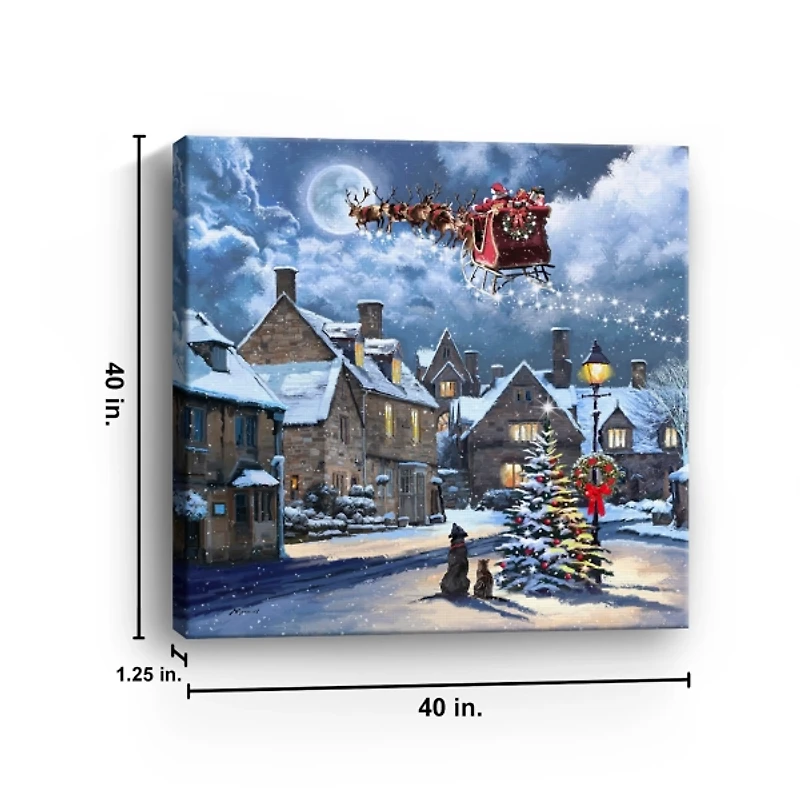 Street Light and Santa's Sleigh Canvas Art Print