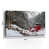 Red Winter Truck Canvas Art Print