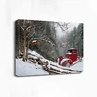 Red Winter Truck Canvas Art Print