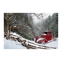 Red Winter Truck Canvas Art Print