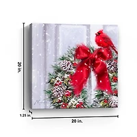 Cardinal on a Wreath Canvas Art Print