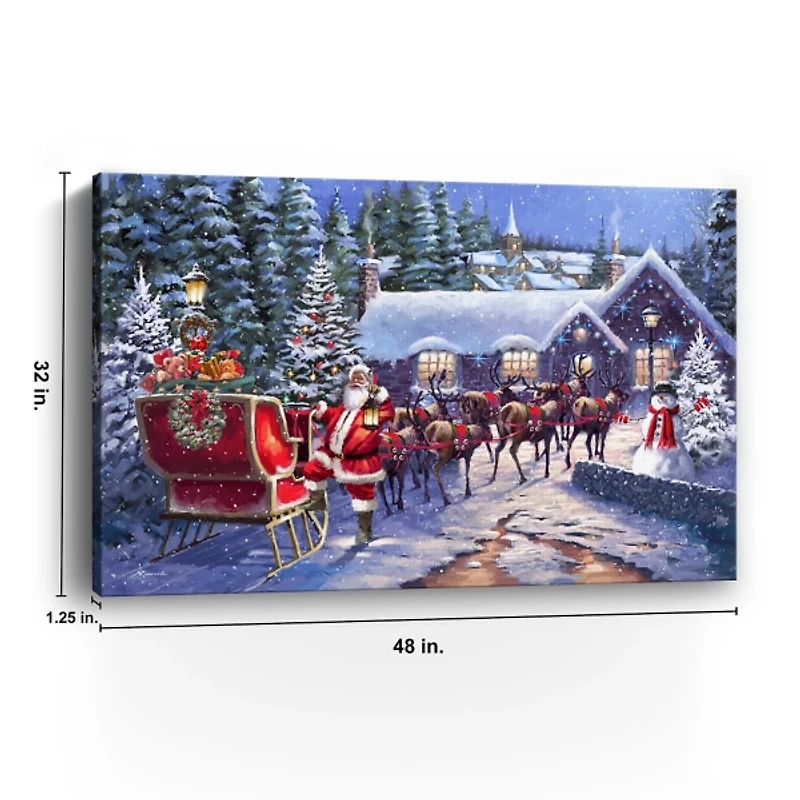 Santa and his Team Canvas Art Print