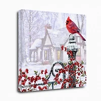 Cardinal on a Gatepost Canvas Art Print