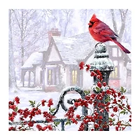 Cardinal on a Gatepost Canvas Art Print