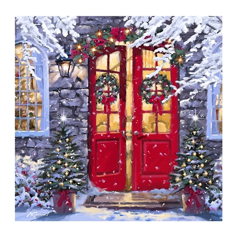Wreaths on a Red Door Canvas Art Print