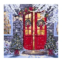 Wreaths on a Red Door Canvas Art Print
